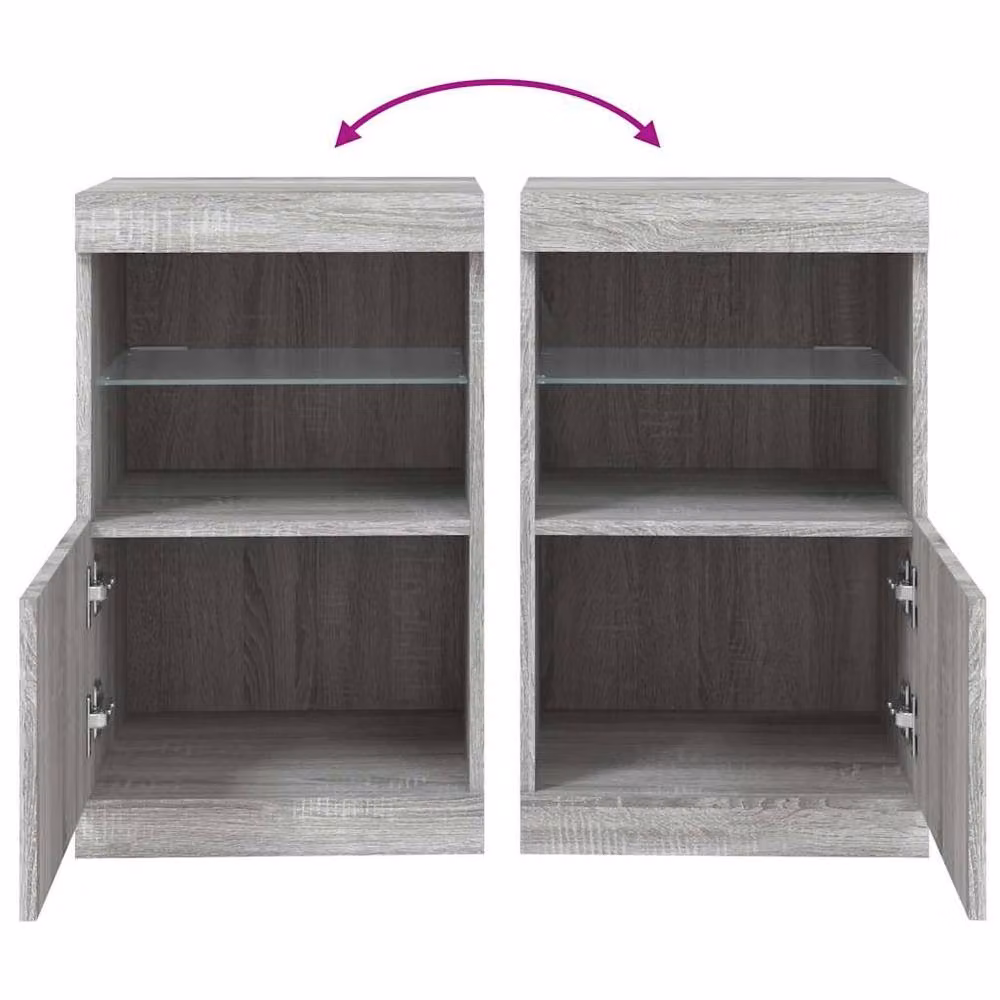 Berkfield Home Modern Grey Sonoma Sideboard with Integrated LED Lights, W: 41 cm, D: 37 cm, H: 67 cm – 6