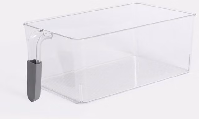 OHS Clear Plastic Fridge Storage Tray with Handle