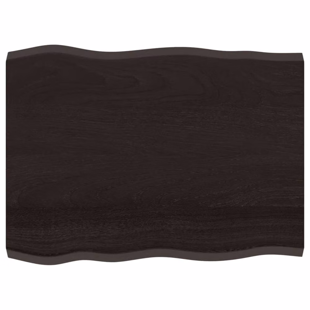Berkfield Home Table Top Live Edge Solid Oak Wood in Dark Grey and Dark Brown, W: 80 cm, D: 60 cm, H: 2-4 cm – 2