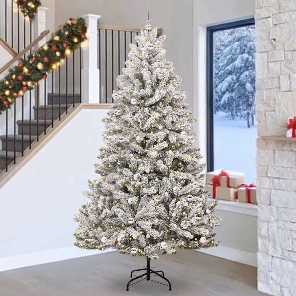 Berkfield Home Elegant Artificial Christmas Tree in Green and White, Height: 270 cm – 2
