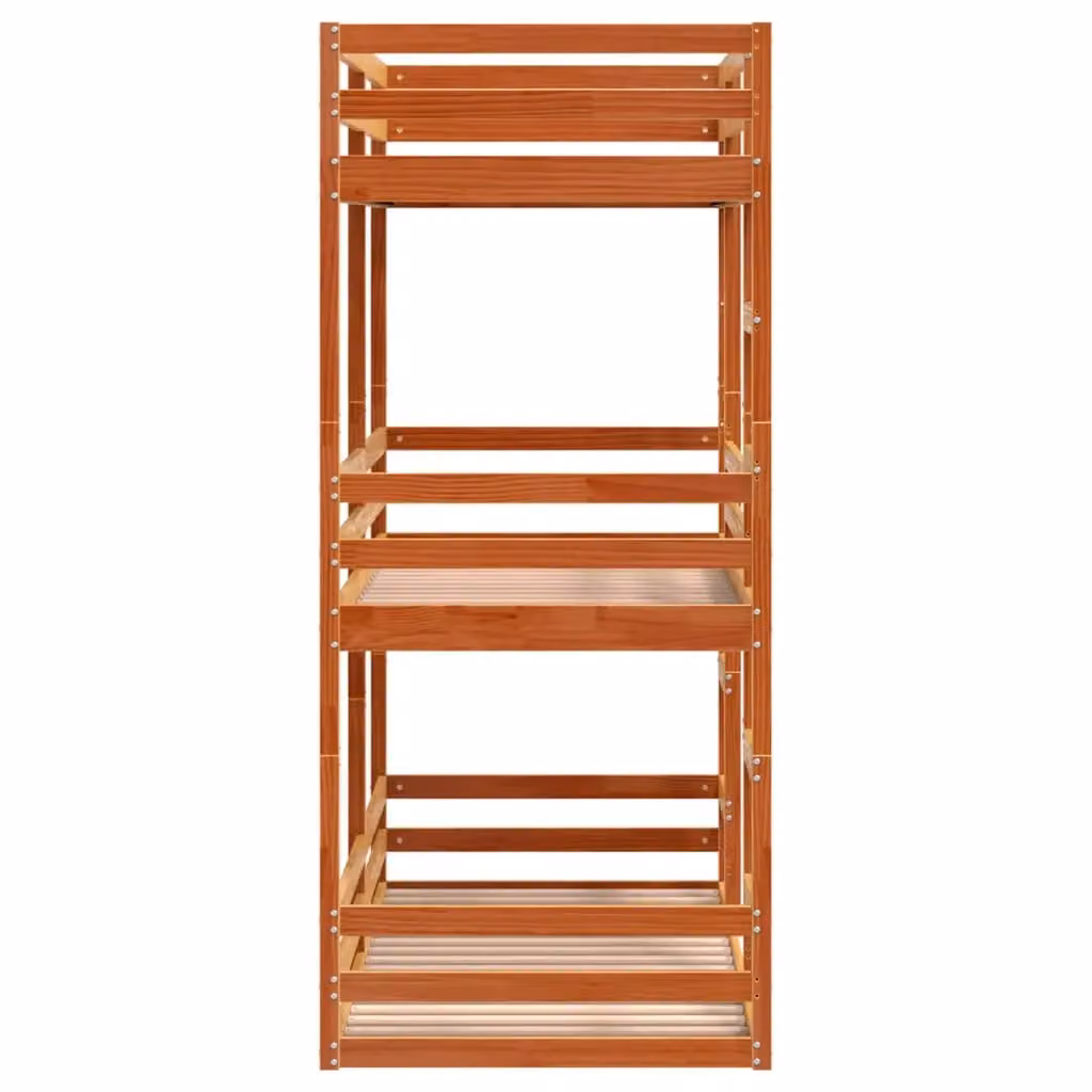 Berkfield Home Triple Bunk Bed in Wax Brown Solid Wood Pine, W/D/H: 90 x 190 cm – 4
