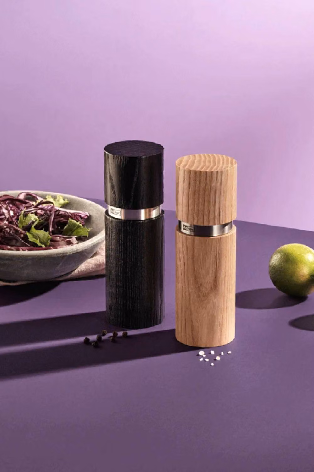 AdHoc Textura Salt and Pepper Grinder Set in Beige and Multicolour Wood and Ceramic – 4