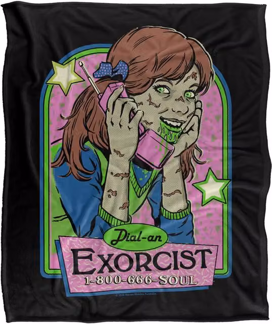Steven Rhodes Dial An Exorcist Super Soft Fleece Throw Blanket, Multicolour, W/D/H: 91 x 147 cm – 1