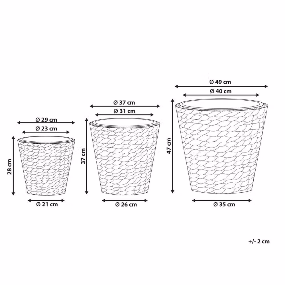 Wyld and Coco Set of 3 Natural Water Hyacinth Round Tabletop Planters with Synthetic Inserts in Brown – 3