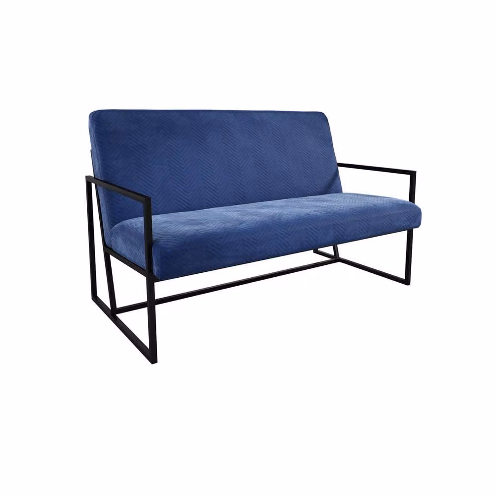 Lemon Pavilion Furniture Chance Sofa in Oxford Blue Velvet with Metal Frame, W/D/H: 132.5 x 83.0 x 78.0 cm – 2