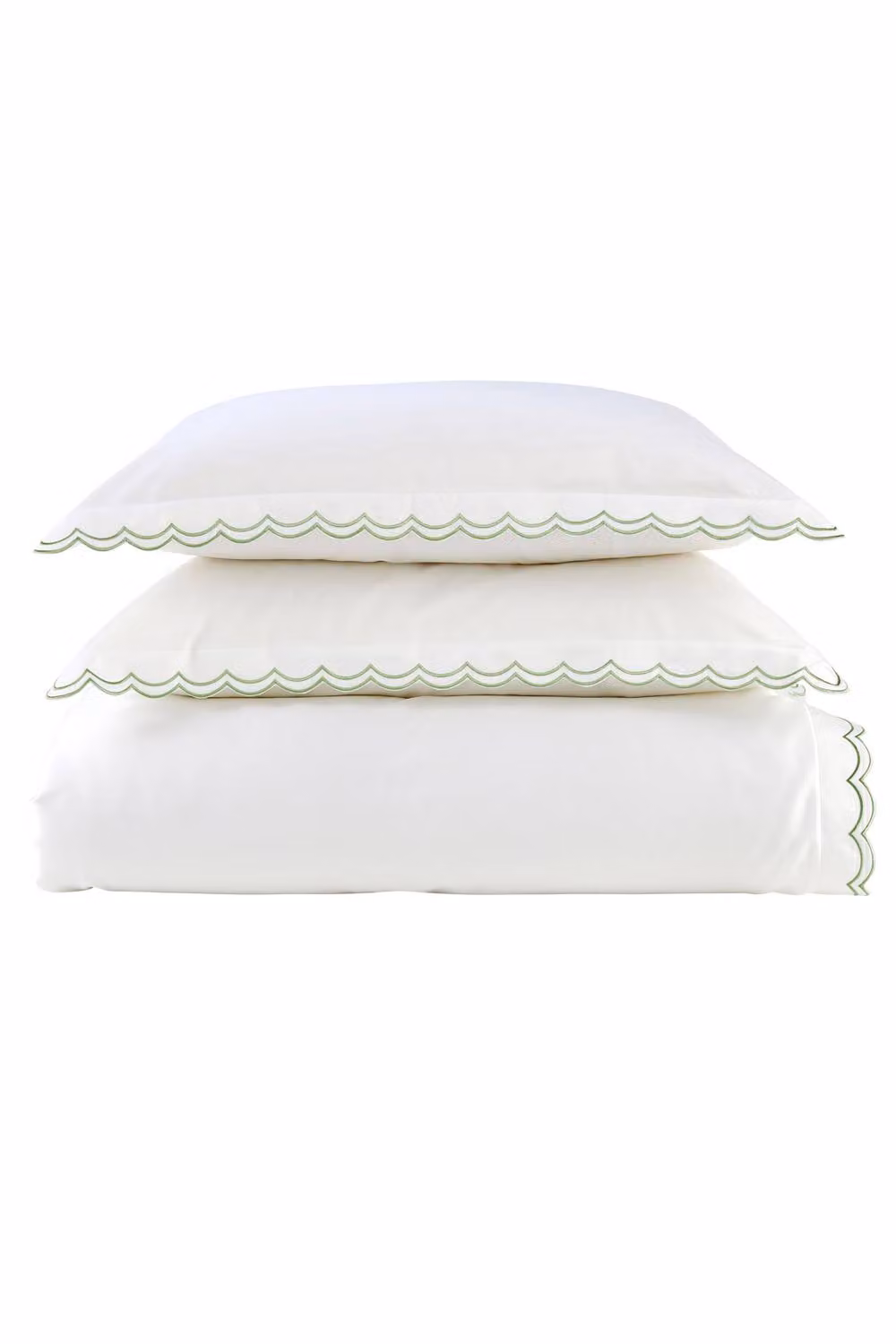 Christy Scallop Edge Cotton Sateen Duvet Set and Pillowcase in Green, W/D/H: 200 x 200 cm and 50 x 75 cm – 2