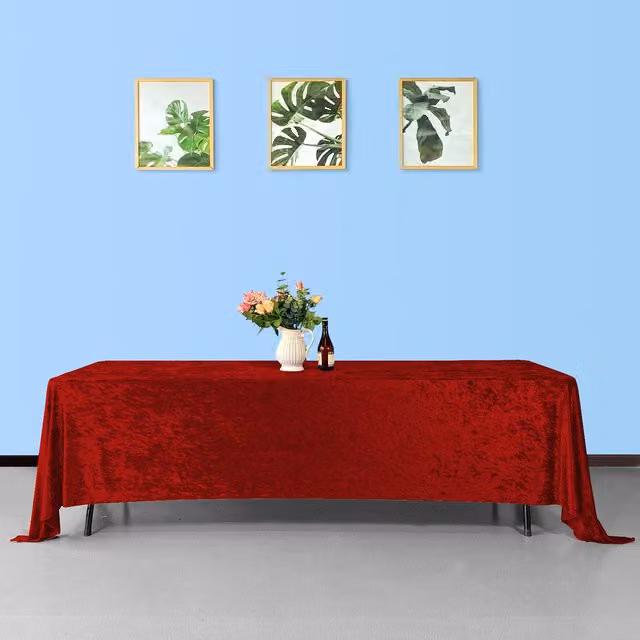 Trimming Shop Red Crushed Velvet Rectangular Tablecloth, 396 cm