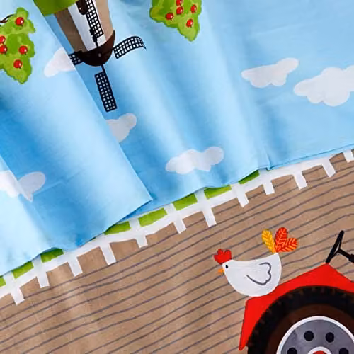 Rapport Home Single Duvet Cover and Pillowcase Set, Farm Animals and Tractors Multi-Colour Polycotton Bedding, W/D/H: 135 x 200 cm and 50 x 75 cm – 2
