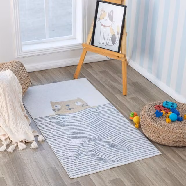 Livabliss Lilian Washable Kids Rug in Beige, Brown, Grey and Black, W: 160 cm, D: 215 cm