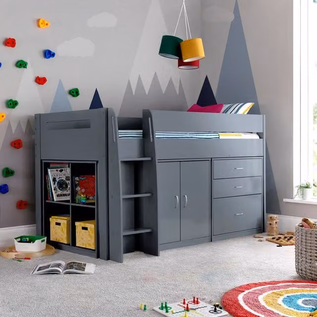 Bedmaster Lacy Grey Mid Sleeper Storage Bed for Children