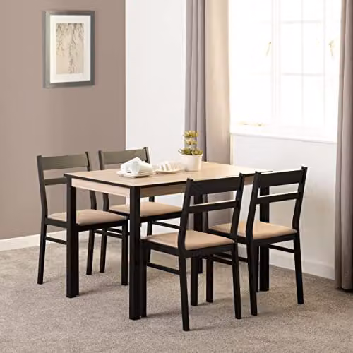 Seconique Radley Black Dining Table and 4 Chairs Set – 8