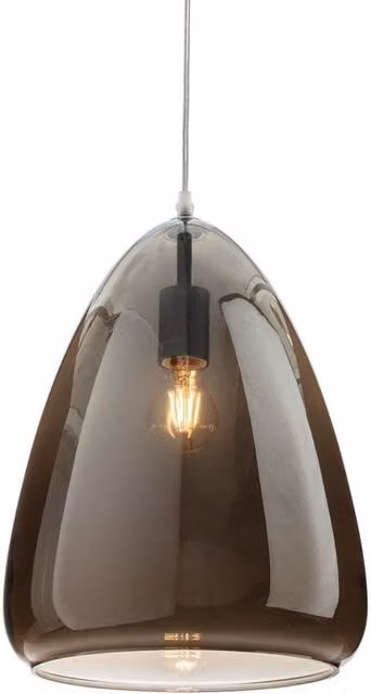 Netlighting Willis Dome Pendant Light in Chrome with Grey Smoked Glass