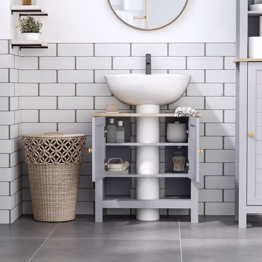 Wyld Haus Rola Grey Under Sink Bathroom Vanity Cabinet with Hinged Doors and Internal Shelves – 3