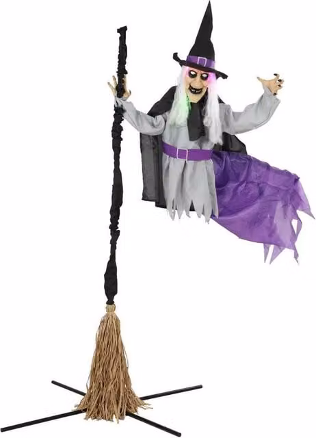 NESTLUNE Life Size Animated Scary Witch Halloween Animatronic Decor, Multicolour, Height: 200 cm – 1