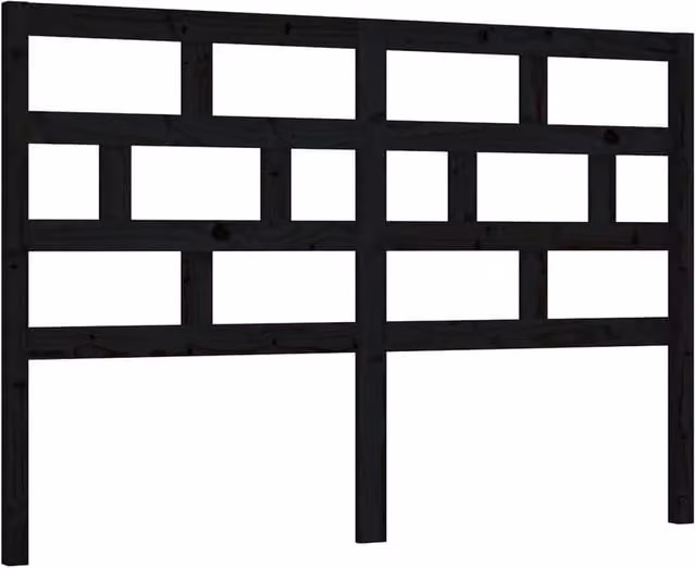 Berkfield Home Black Solid Pine Wood Bed Headboard W/D/H: 141 x 4 x 100 cm