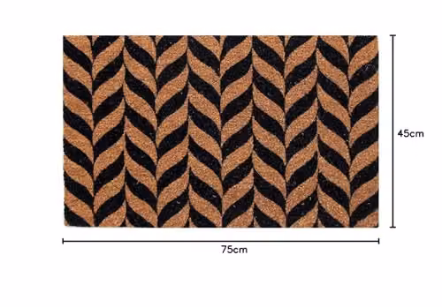 Coco&Coir Brown Patterned Coir Door Mat with Rubber Backing, W: 45 cm, D: 75 cm – 2