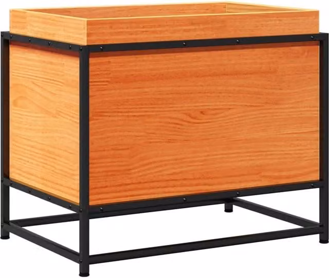 Berkfield Home Garden Planter in Brown Solid Wood and Steel, W: 60 cm, D: 40 cm, H: 50 cm