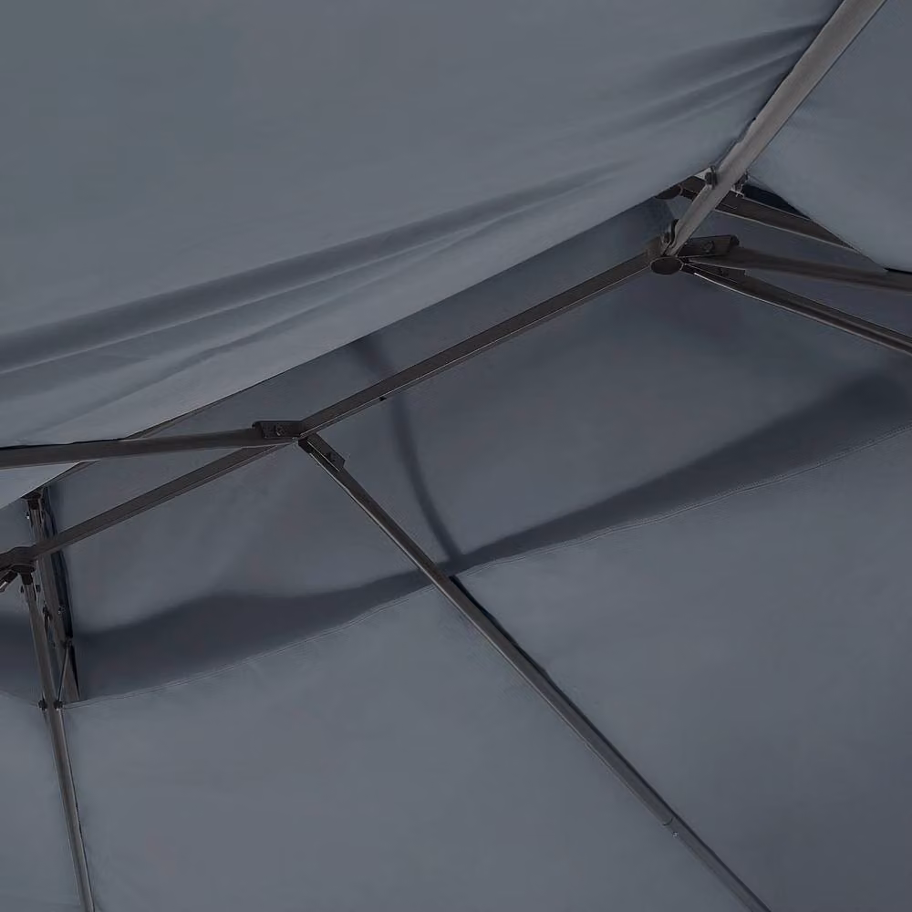 Wyld and Coco Hip Gazebo with Black Steel Frame and Dark Grey Curtains, W: 400 cm, D: 300 cm – 4