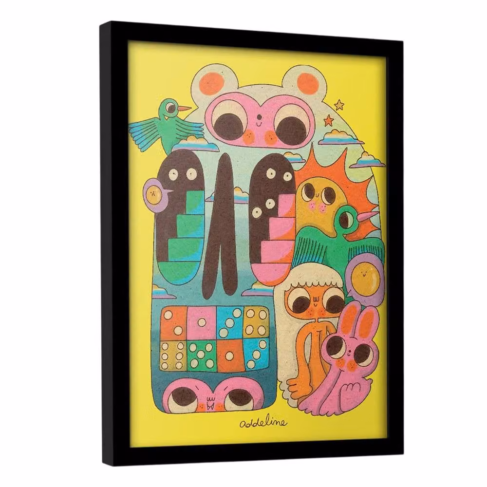 Burger Babie Happy Habitat Framed Typography Poster in Yellow – 2