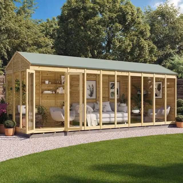 BillyOh Switch Apex Tongue and Groove Summerhouse in Brown, W: 609.6 cm, D: 609.6 cm
