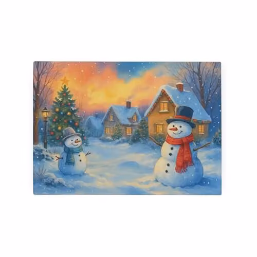 Purely Home Winter Snowmen Glass Worktop Saver, Multicolour, W: 28.5 cm x D: 20 cm – 1