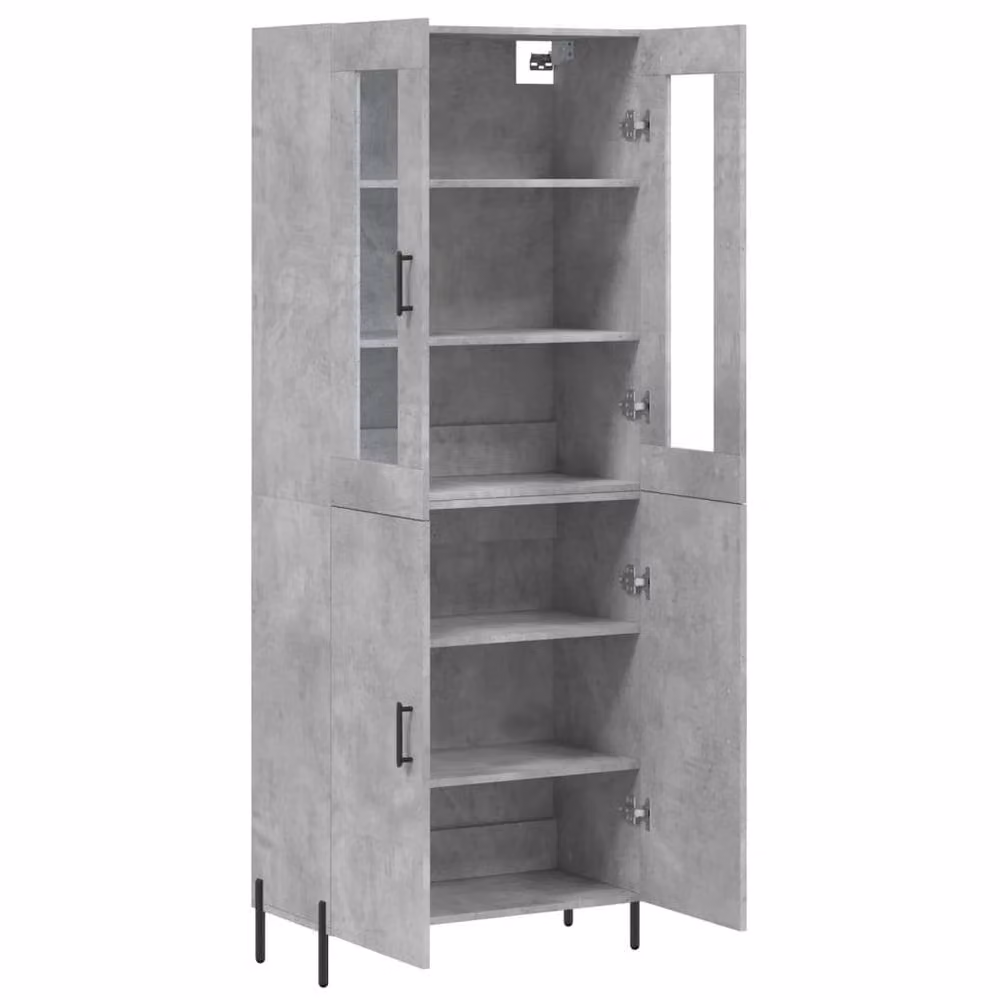Berkfield Home Highboard in Concrete Grey with Glass Doors, W/D/H: 69.5 x 34 x 180 cm – 3