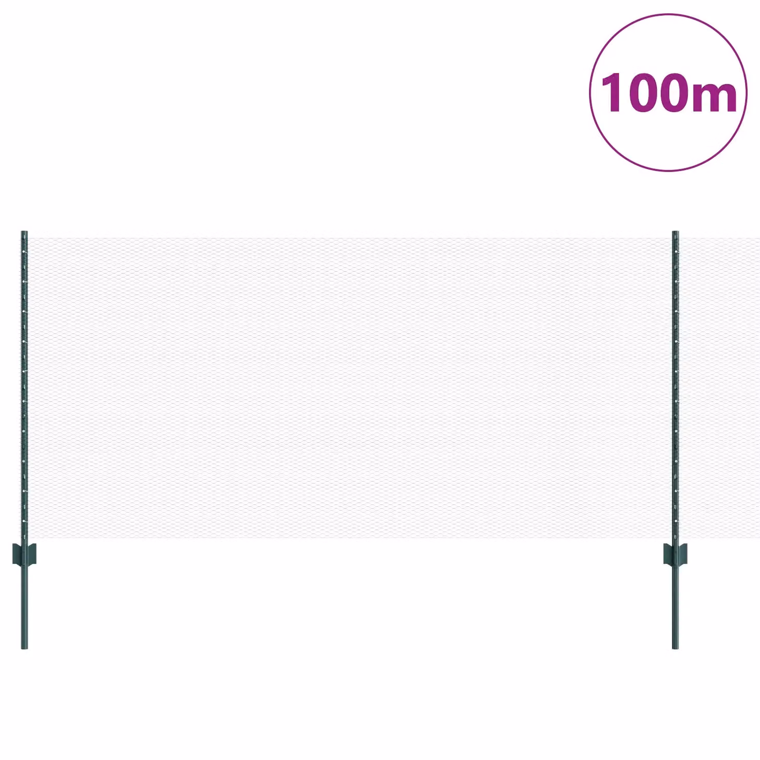 Berkfield Home Green Steel U-Channel Fence Posts and Hexagon Fence Set, 11 x 100 cm Posts and 1 x 100 m Fence – 2