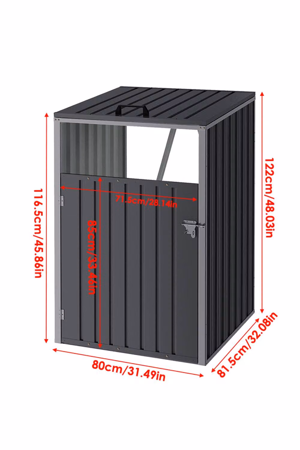 Garden Sanctuary Metal Outdoor Garbage Bin Shed for 1 Bin, Black – 3
