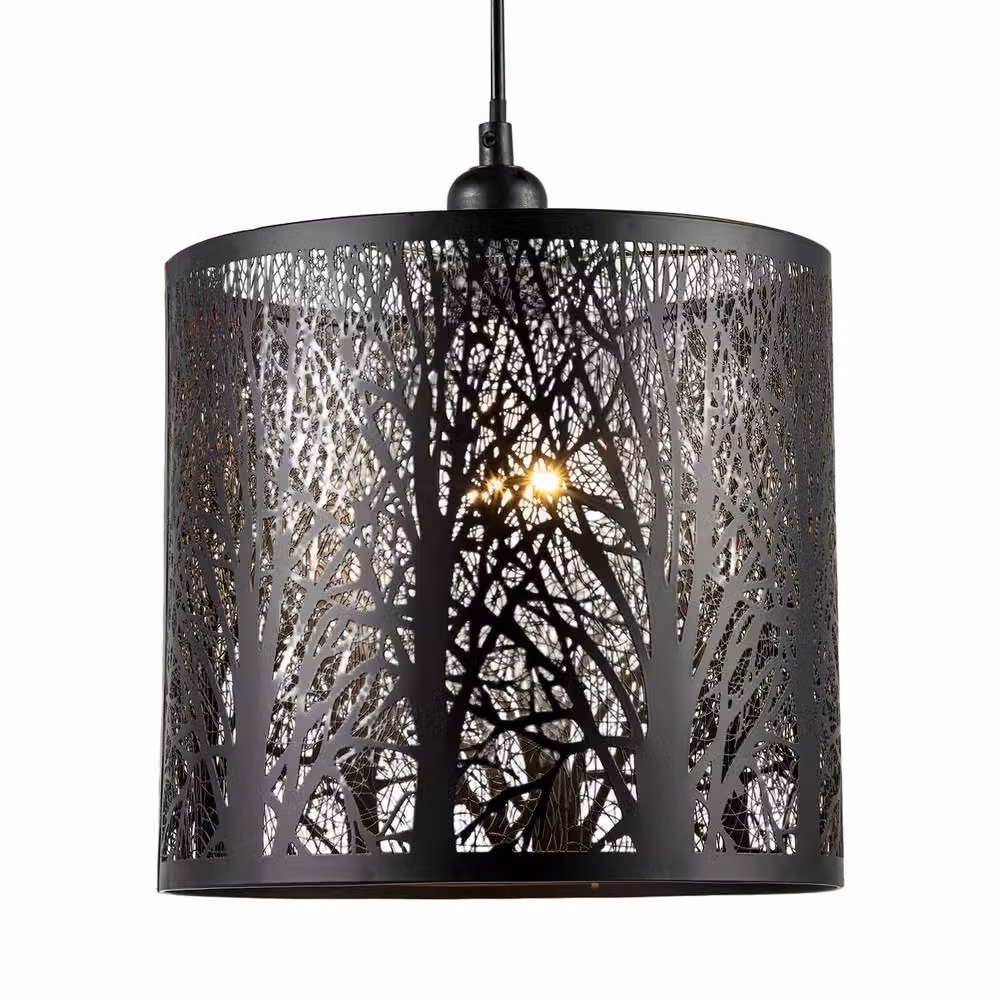 Happy Homewares Metal Forest Design Ceiling Pendant Shade in Black – 2