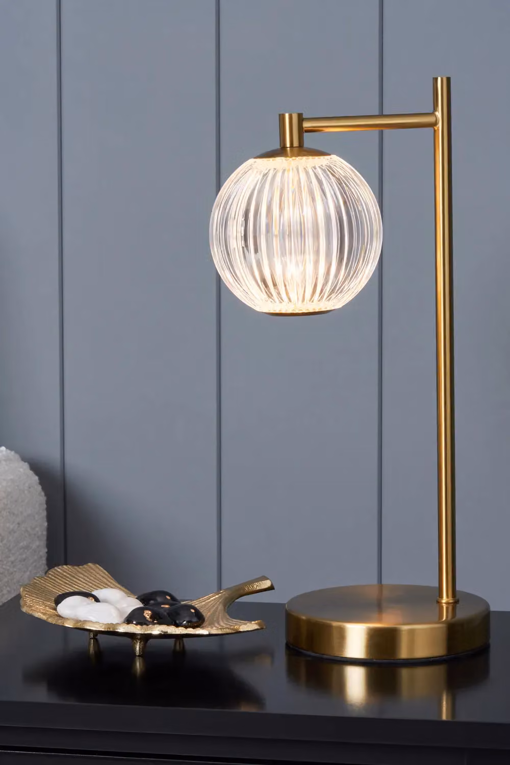 BHS Lighting Rimi LED Table Lamp in Gold and Brass with Glass Sphere – 2