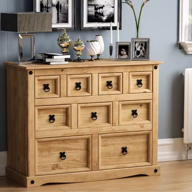 Vida Designs Rustic Waxed Pine Merchant Chest in Brown