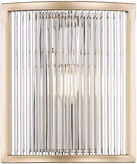 Netlighting Sergio Flush Wall Lamp in Gold and Brass with Transparent Glass and E14 Socket