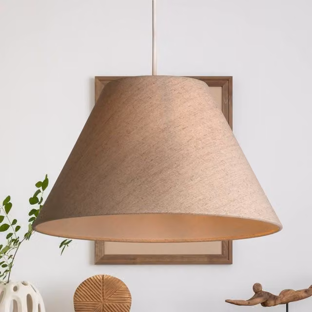 Lighting Collection Linen Coolie Cone Lamp Shade in Beige, Diameter: 38 cm