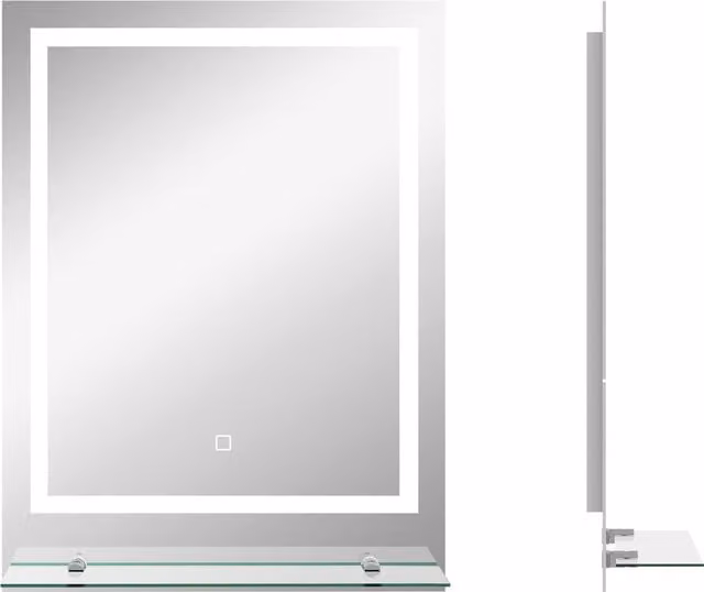 kleankin Illuminated LED Vanity Mirror with Smart Touch Anti-Fog Function and Shelf, 3 Colour Settings, W: 70 cm, H: 50 cm – 1