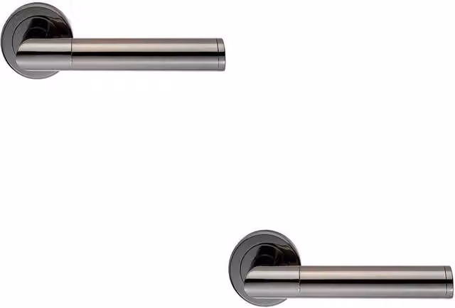 Loops 2x Pair Sectional Round Bar Handles with Round Rose in Black Nickel Finish