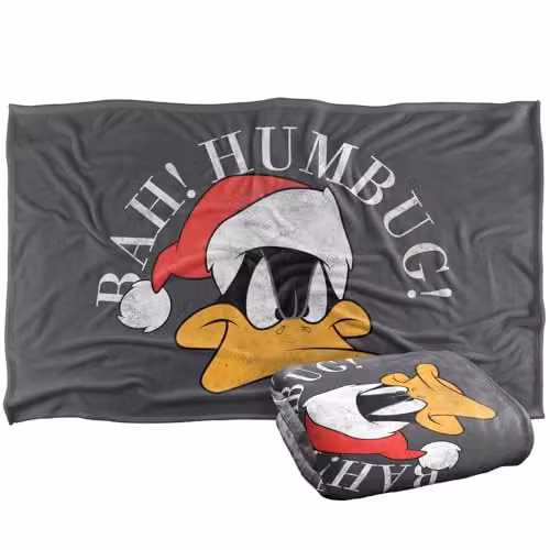 Warner Bros. Looney Tunes Daffy Duck Bah Humbug Super Soft Fleece Throw Blanket, Multicolour, W/D/H: 91 x 147 cm