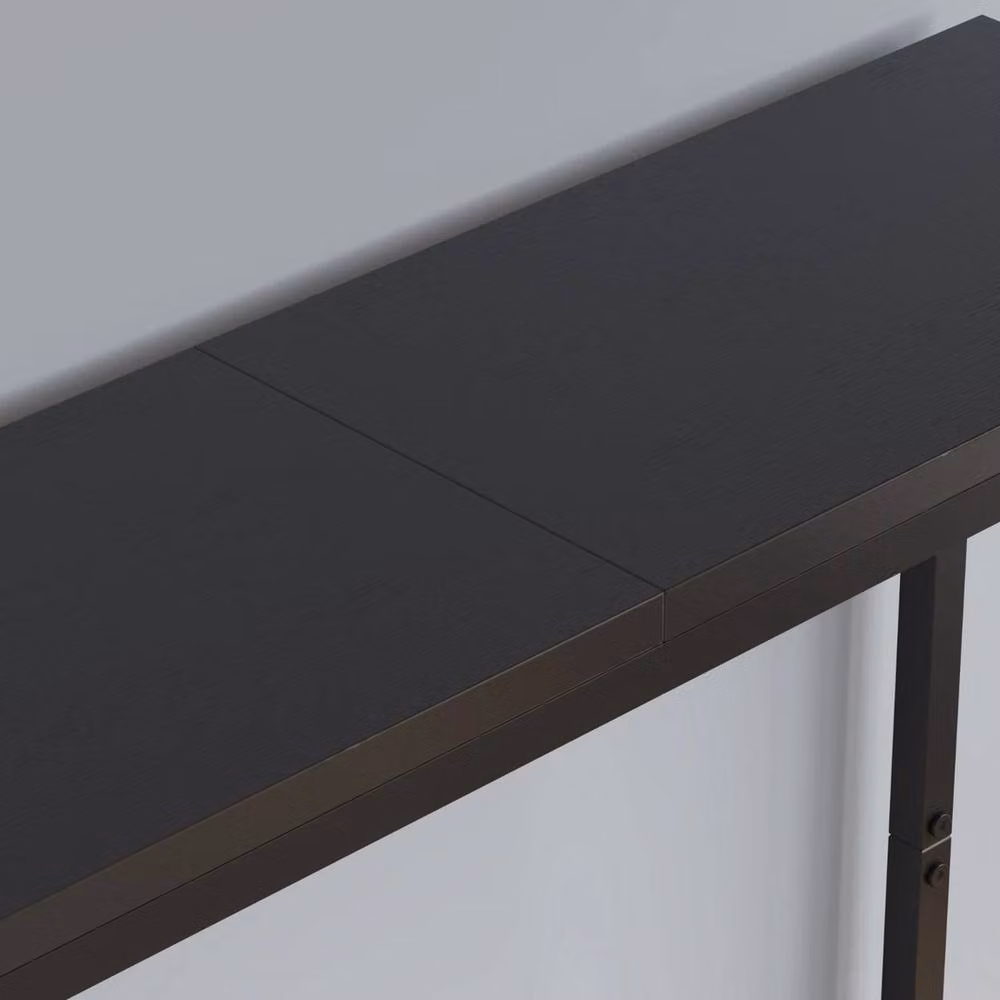 VOGREX Black Narrow MDF and Metal Console Table with Storage Shelf, W/D/H: 74 x 24 x 24 cm – 3