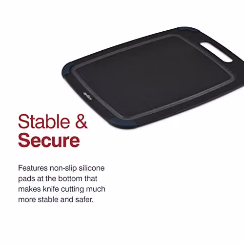 Zyliss Medium Black Recycled Wood Fibre Non-Slip Kitchen Chopping Board with Groove – 9