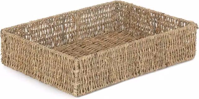 Red Hamper Rectangular Seagrass Tray in Brown
