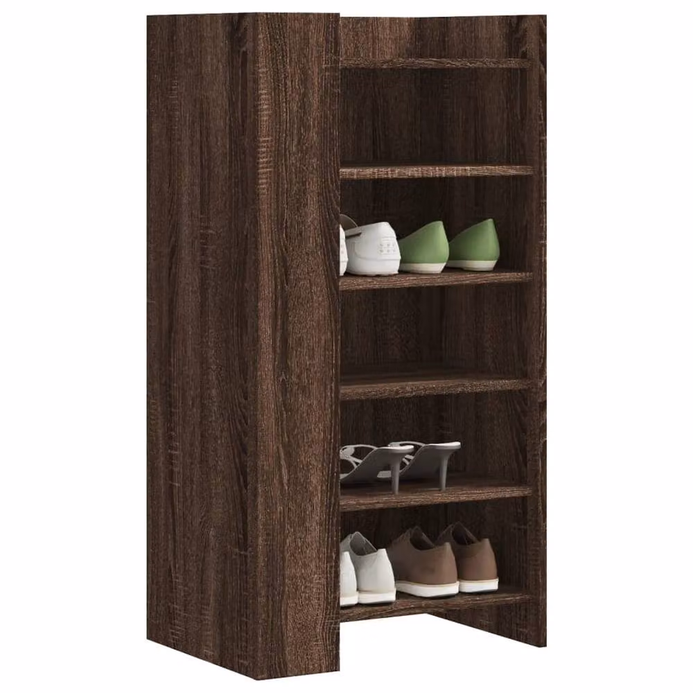 Berkfield Home Modern Brown Oak Shoe Cabinet with Hinged Doors, W/D/H: 52 x 37.5 x 100 cm – 2