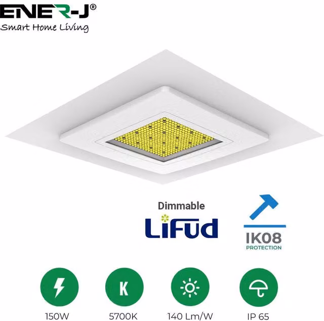 ENER-J 150W White LED Canopy Light with Dimmable Lifud Driver, IP65 and IK08 Rated, W/D/H: 40 x 40 x 40 cm – 1