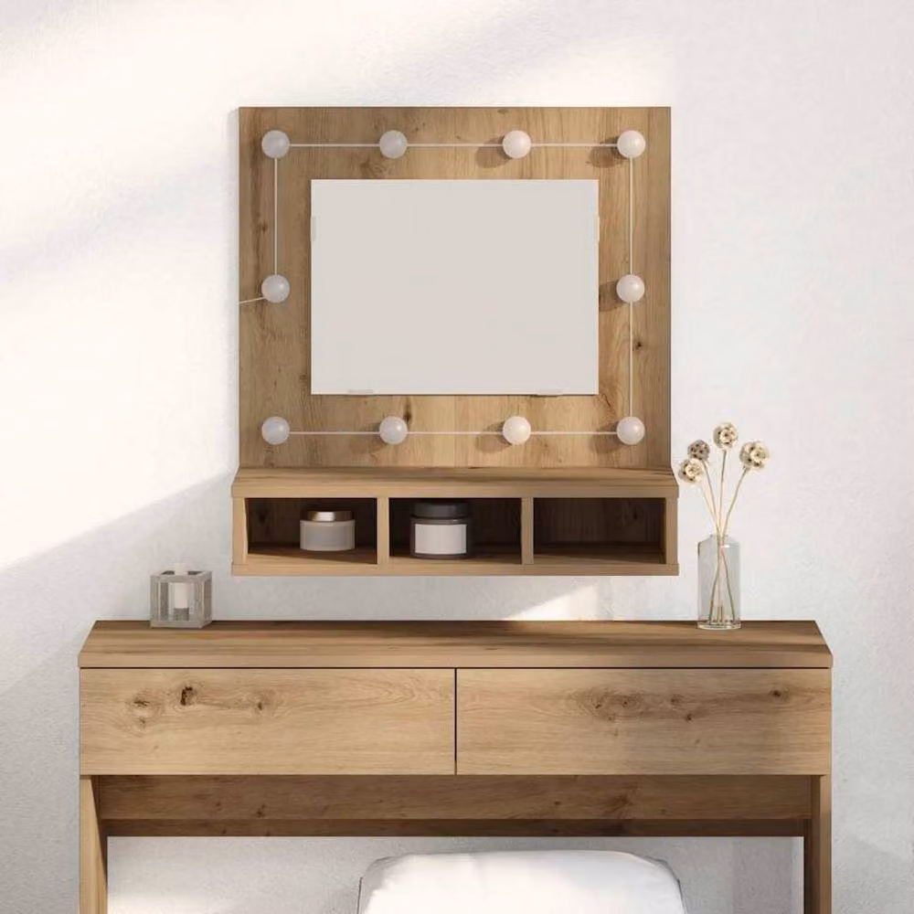 Berkfield Home Artisan Oak Vanity Unit with Mirror in Brown, W/D/H: 60 x 31.5 x 62 cm – 2
