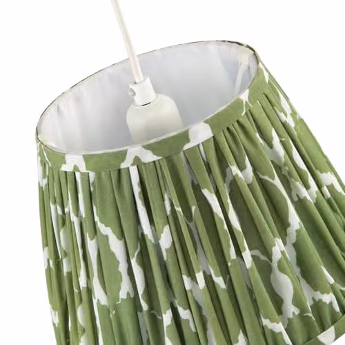 Happy Homewares Green Pleated Cotton Fabric Cylinder Lamp Shade with White Lining, W/D/H: 18 x 18 x 25 cm – 3