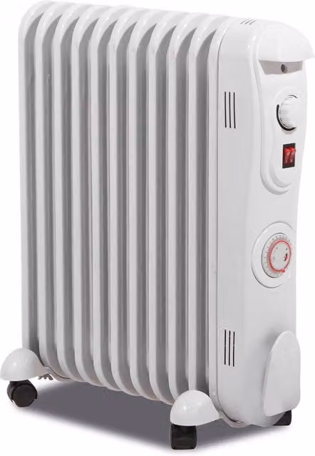 St Helens Prem-I-Air 2.5 kW 11 Fin Oil Filled Radiator with 24 Hour Timer in White