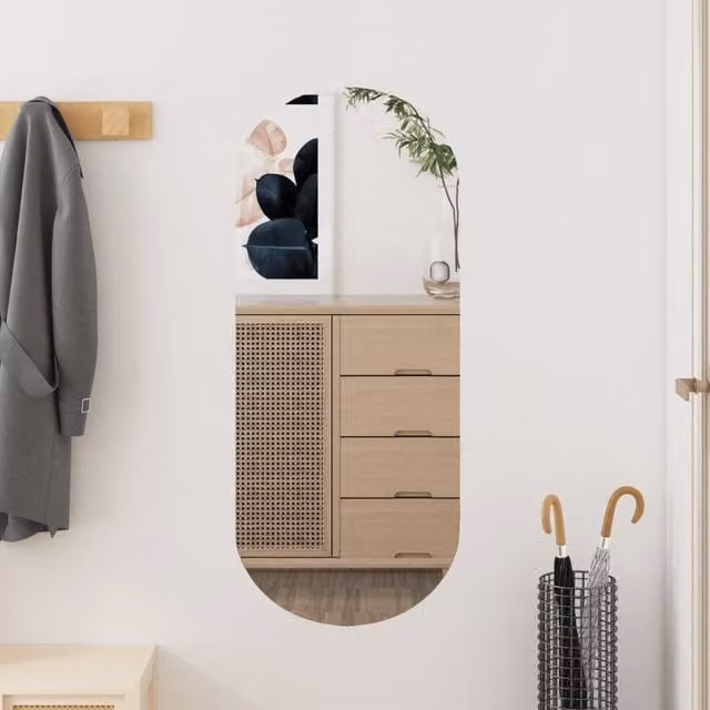 Berkfield Home Oval Glass Wall Mirror in Silver, W: 30 cm, H: 70 cm – 1