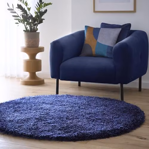 Phoenox Textiles Limited Origins Chicago Indigo Round Hand-Tufted Polyester Rug in Blue, Diameter: 133 cm – 2