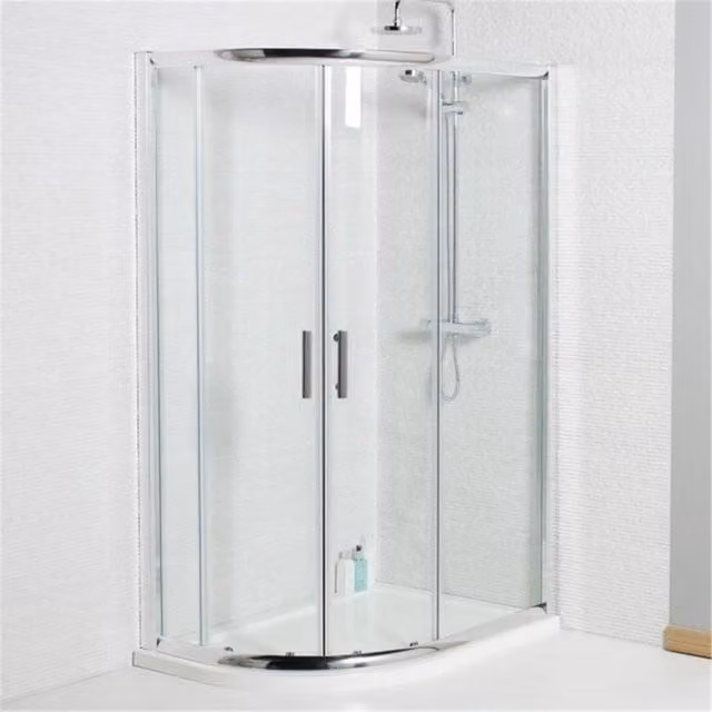 Clifton Sliding Quadrant Corner Shower Enclosure in White and Clear Glass W/D/H: 100 x 80 x 185 cm