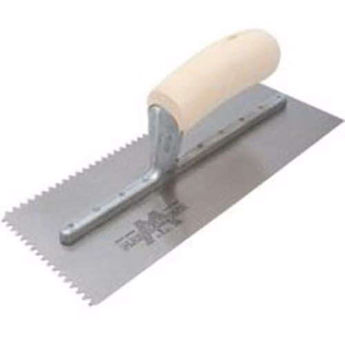 Marshalltown M701S Notched Trowel with Wooden Handle, Silver, W/D/H: 29.85 x 11.43 cm
