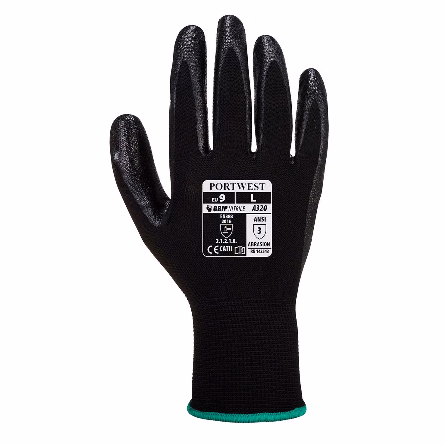 Portwest Dexti-Grip Nitrile Gloves in Black, Size: XL – 2