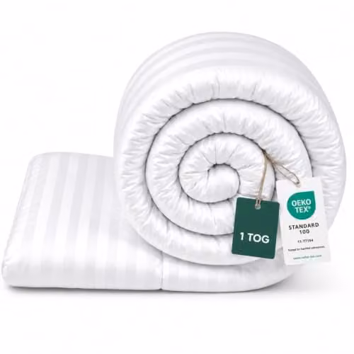 MHG Living 1 Tog Summer Duvet, White, W/D/H: 230 x 220 cm, Breathable Hypoallergenic Hollowfibre – 1